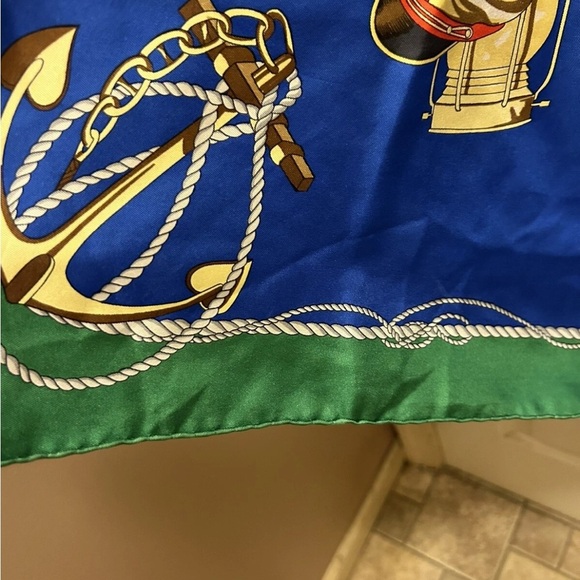 Rodier Paris Silk Scarf with Nautical Print in Blue and Green - Picture 15 of 15